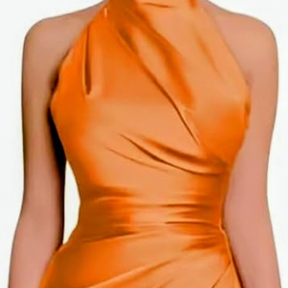 Elegant Orange Halter Dress